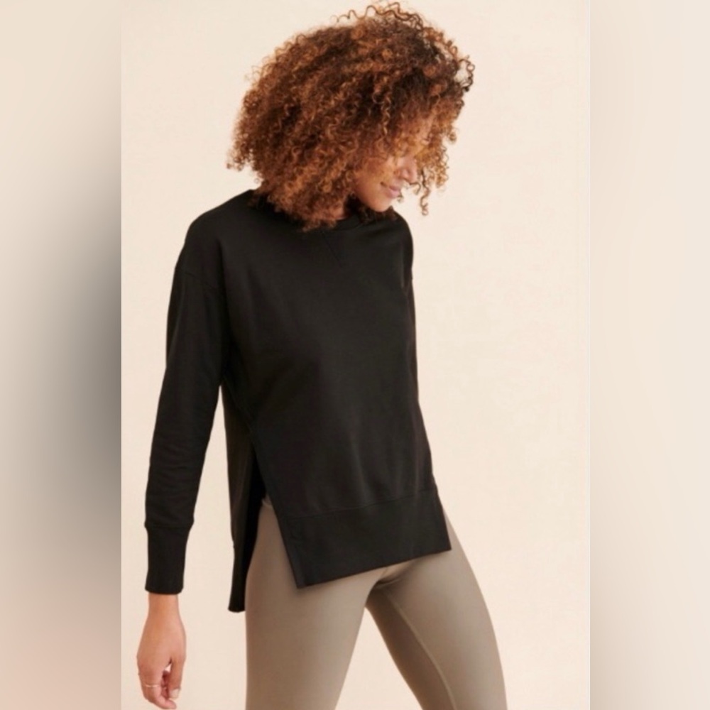 UNIVERSAL STANDARD Fiona Side Slit Sweatshirt Pima Cotton‎ Black XS